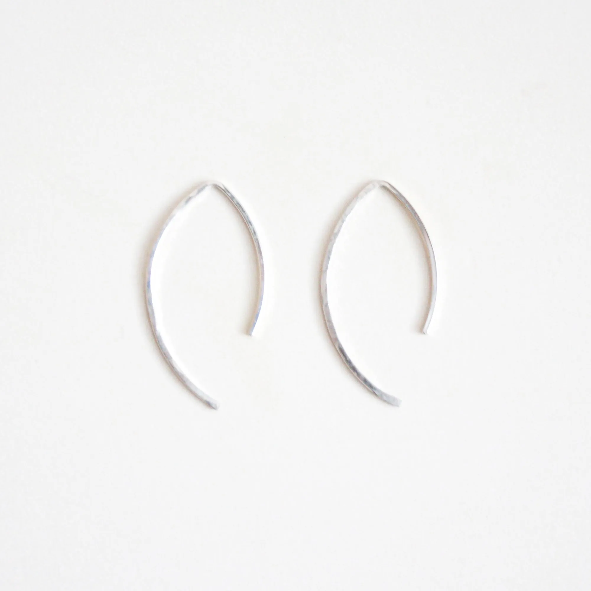 Hammered Marquise Threader Earrings - Small