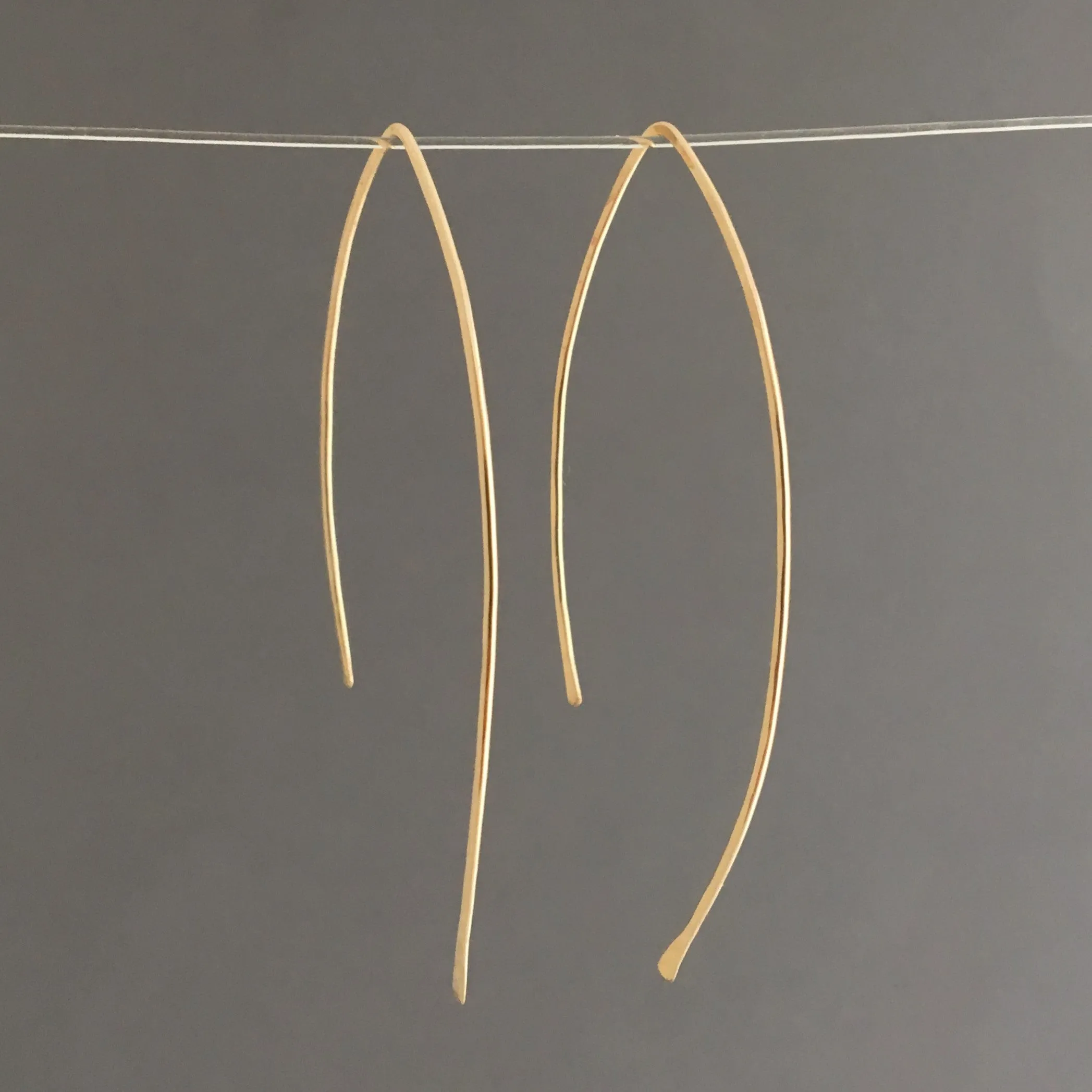 Hammered Wire Wishbone Threader Earrings