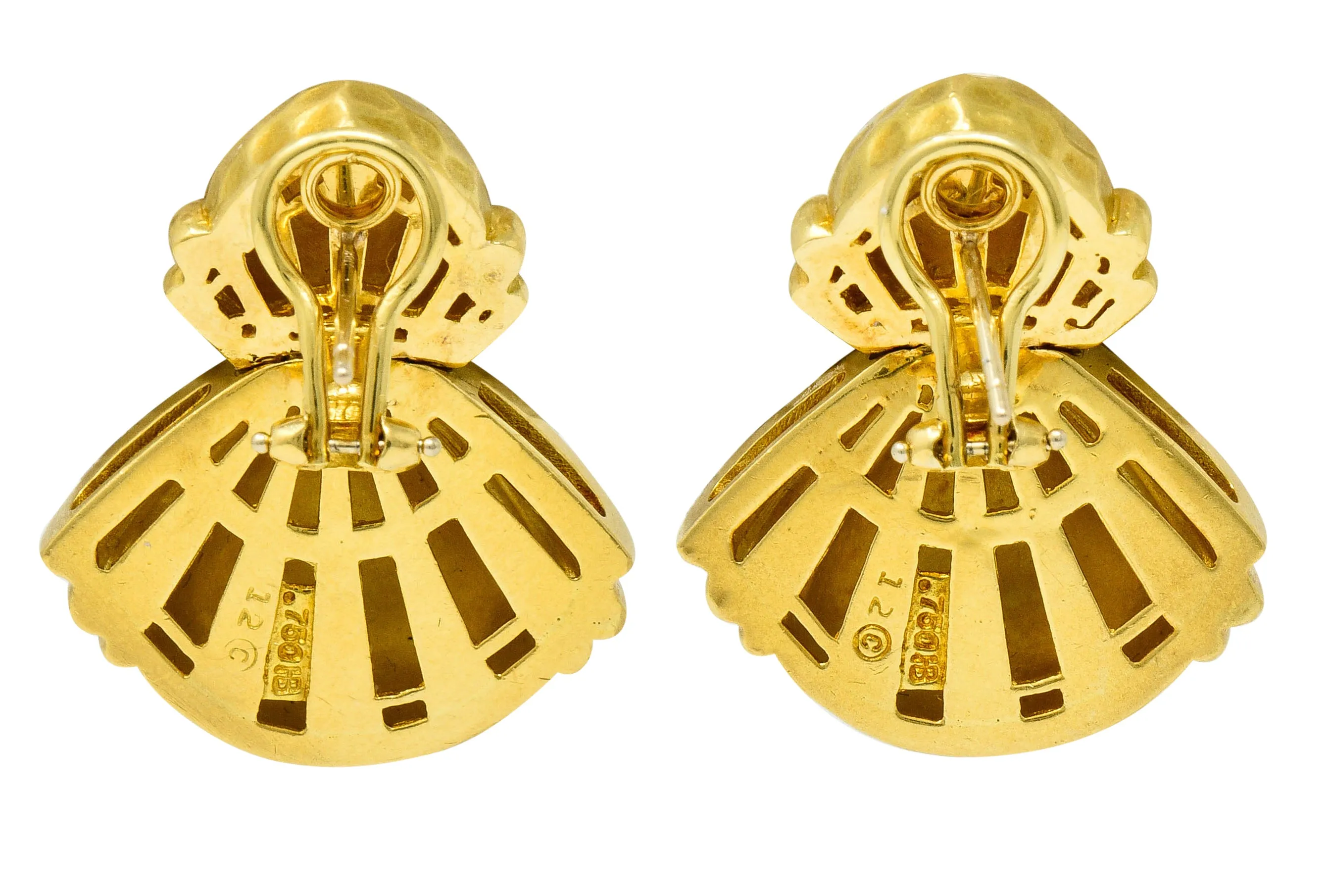 Hammerman Brothers Vintage 18 Karat Gold Hammered Doorknocker Earrings