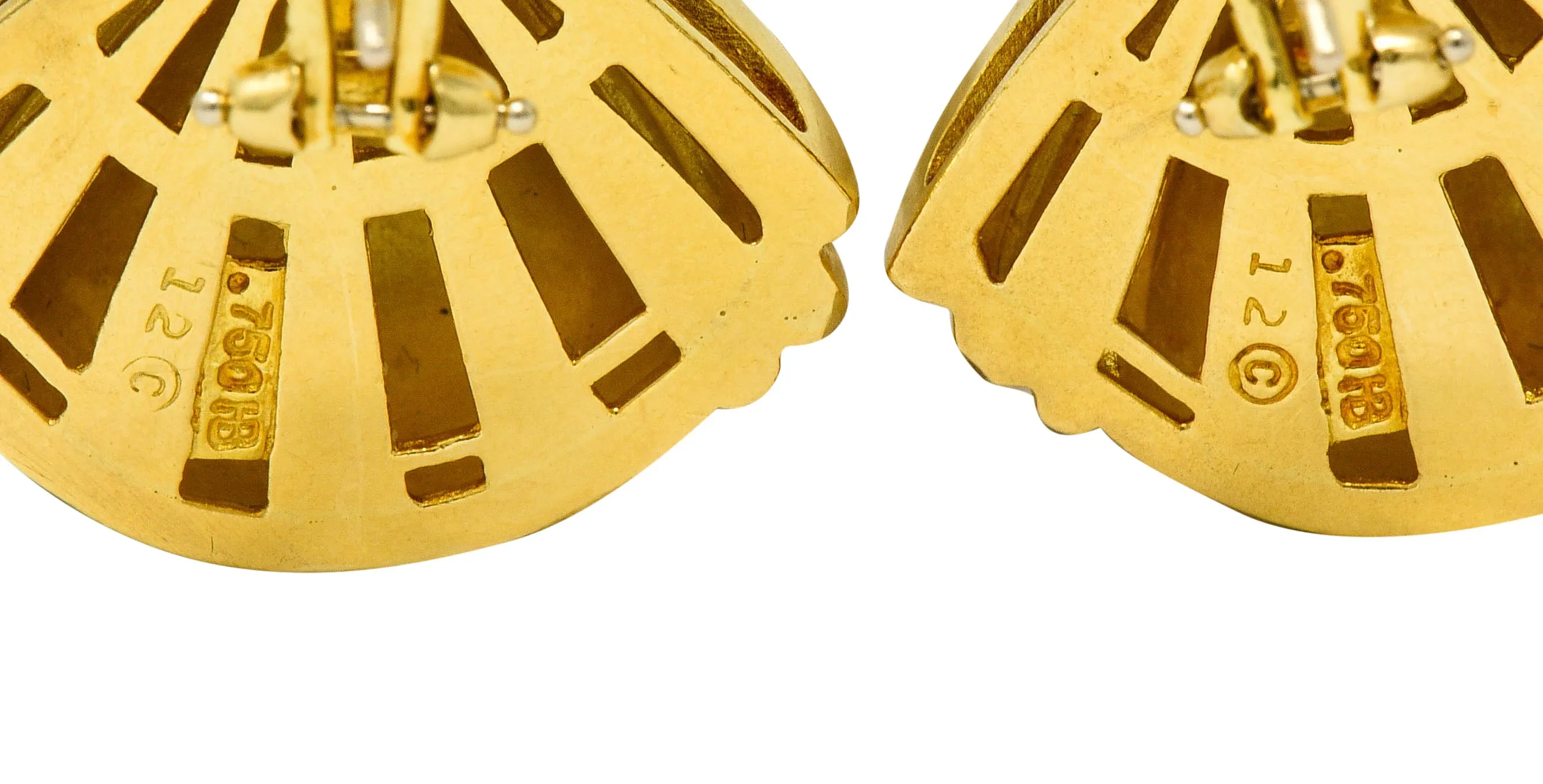 Hammerman Brothers Vintage 18 Karat Gold Hammered Doorknocker Earrings