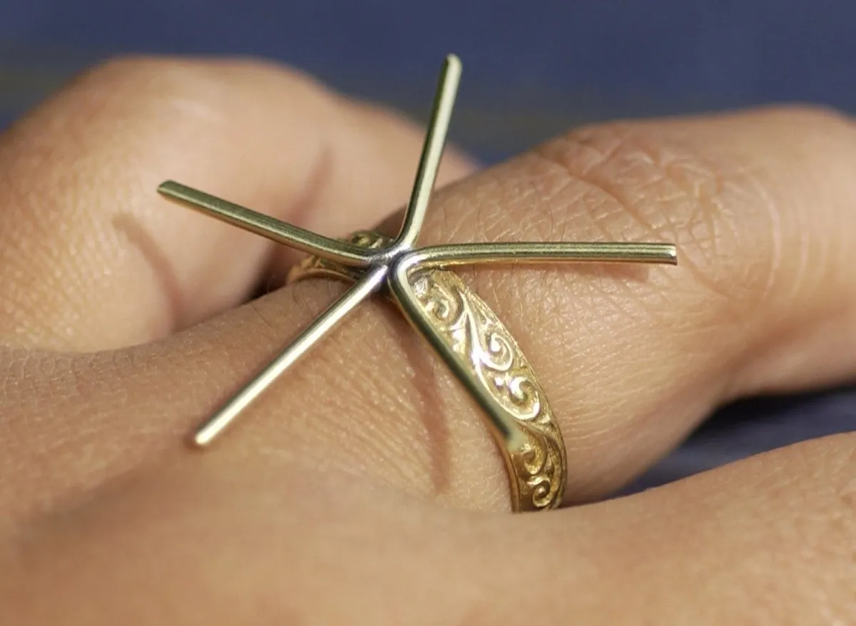 Handmade Claw Ring Setting, Flourish Vine Shank, 5 prongs