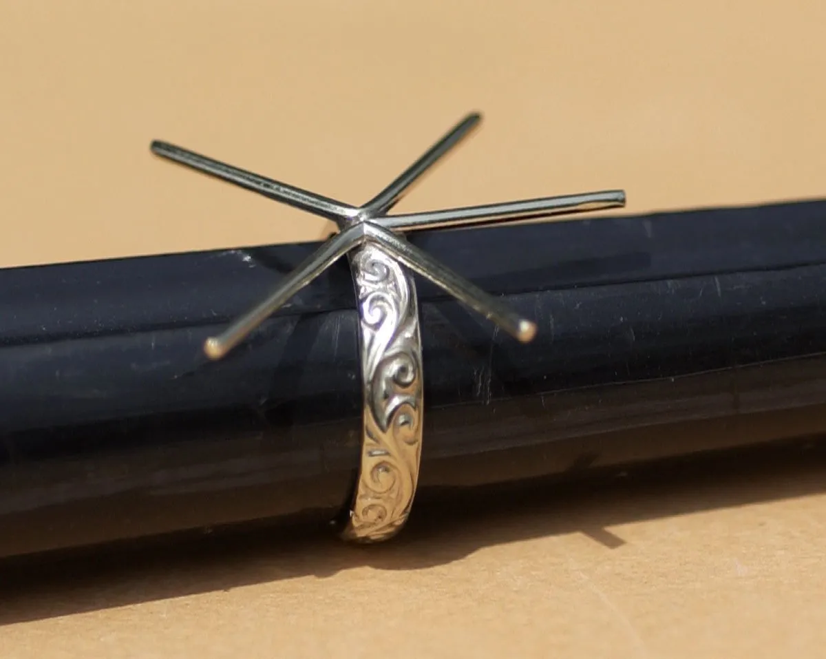Handmade Claw Ring Setting, Flourish Vine Shank, 5 prongs