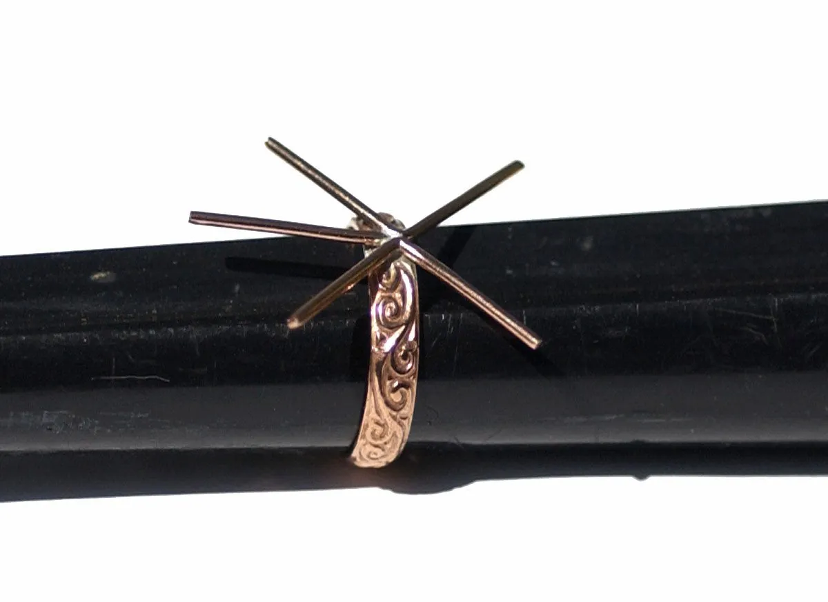 Handmade Claw Ring Setting, Flourish Vine Shank, 5 prongs