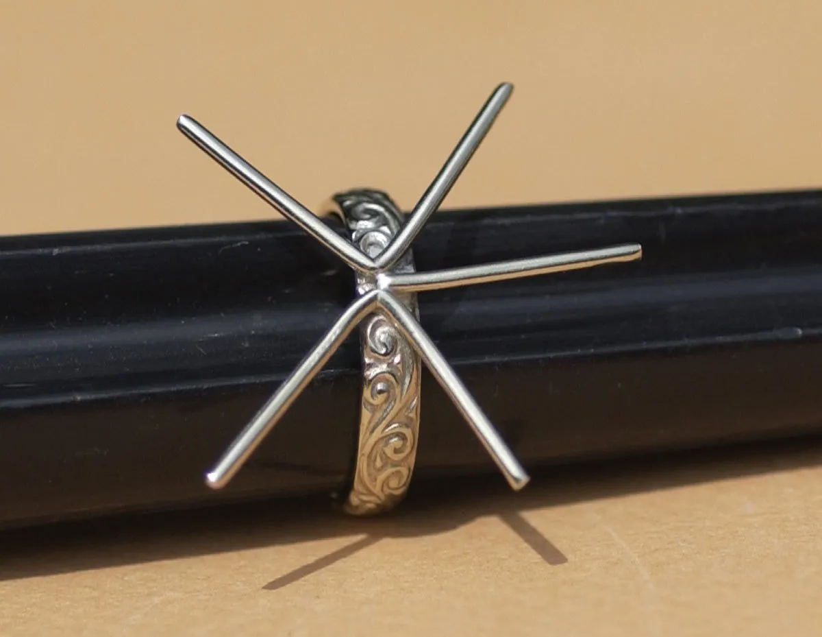Handmade Claw Ring Setting, Flourish Vine Shank, 5 prongs