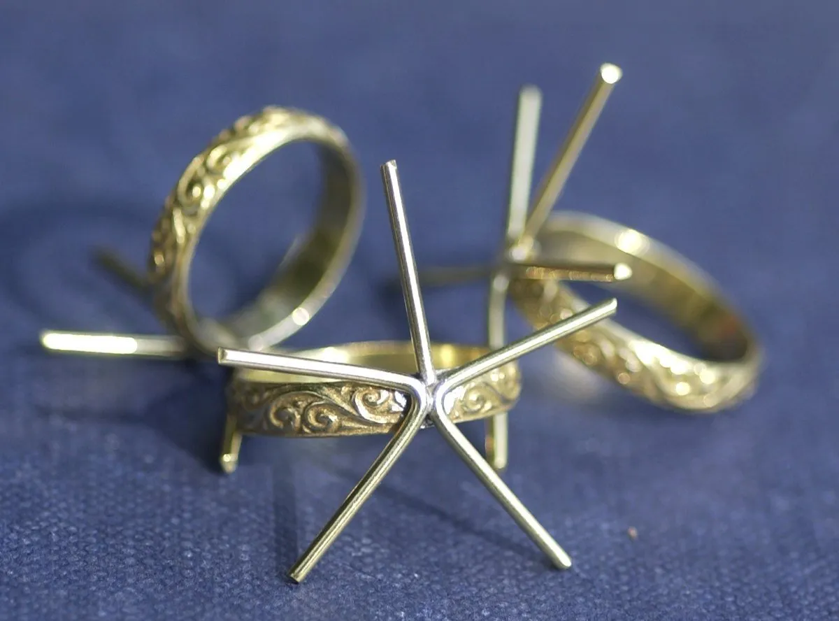 Handmade Claw Ring Setting, Flourish Vine Shank, 5 prongs