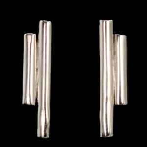 Handmade Sterling Silver Graduated Bar Geometric Stud Earrings