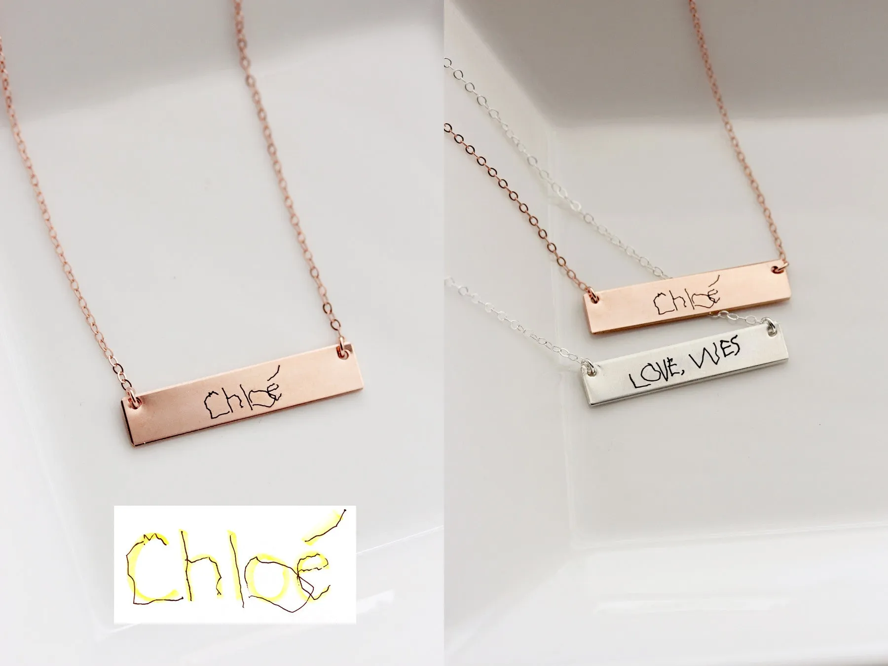 Handwriting Bar Necklace