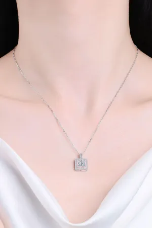 Hazel Blues® | 1 Carat Moissanite Square Pendant Chain Necklace