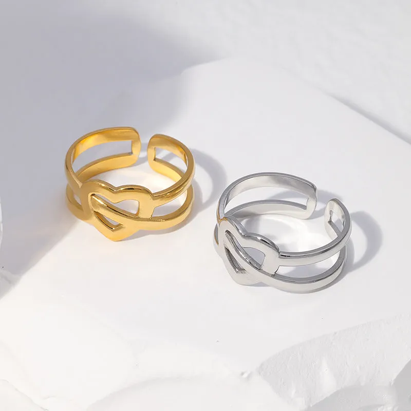 Heart Shape Stainless Steel Plating Open Ring
