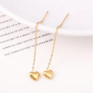 Heart Shape Thread String Earrings Stainless Steel