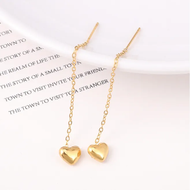 Heart Shape Thread String Earrings Stainless Steel
