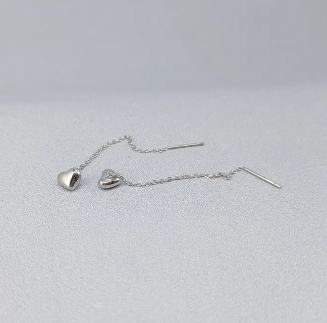 Heart Shape Thread String Earrings Stainless Steel