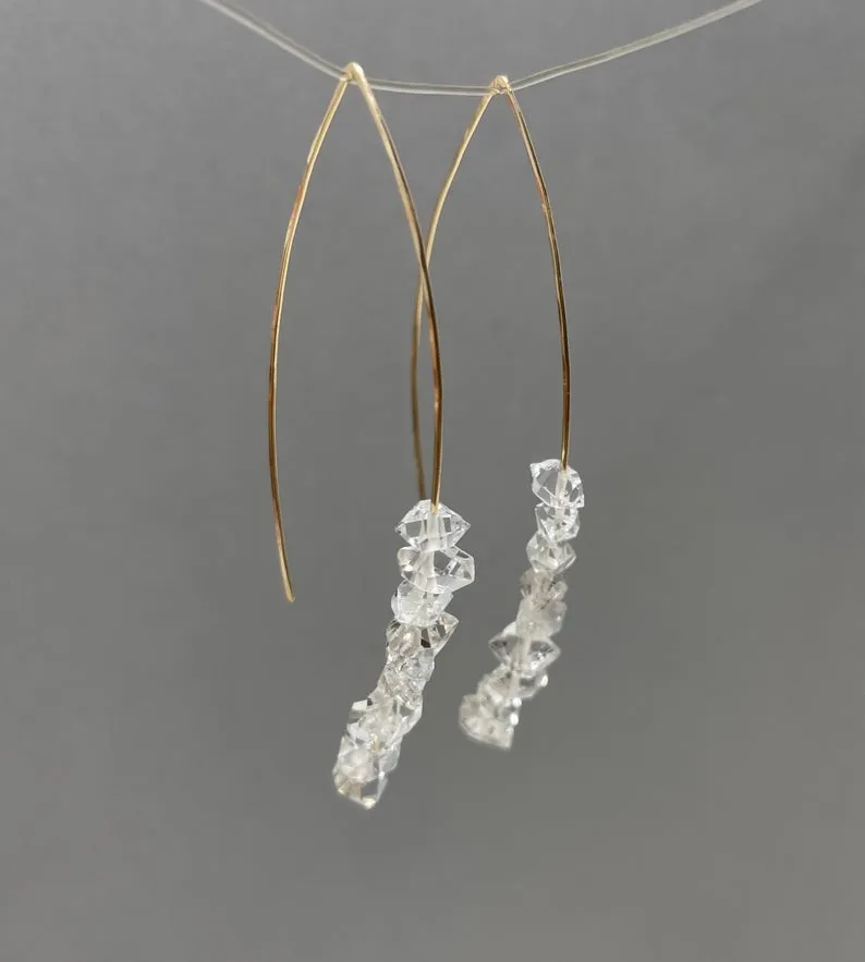 Herkimer Diamond Wishbone Threader Earrings