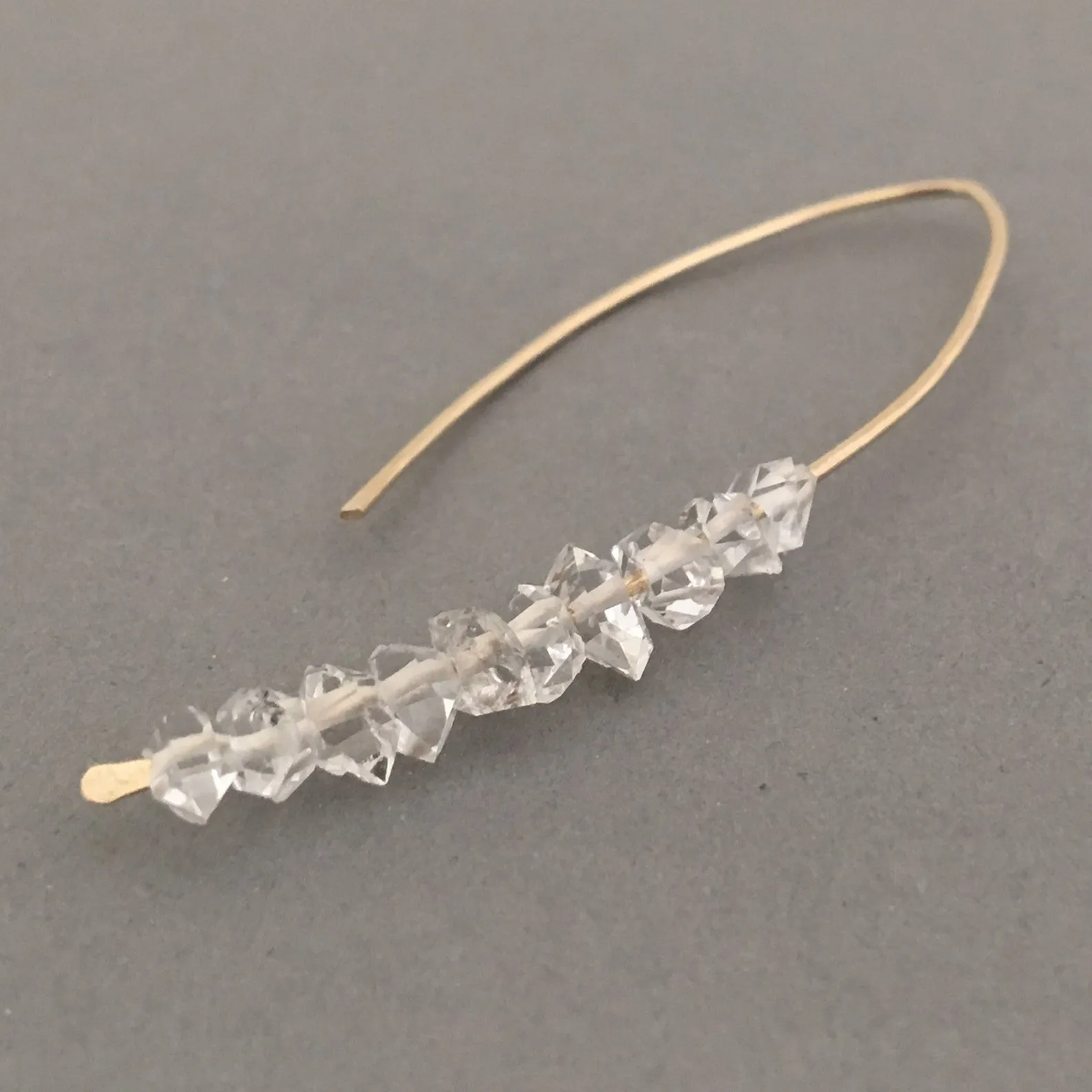 Herkimer Diamond Wishbone Threader Earrings