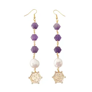 Hexagon amethyst earrings