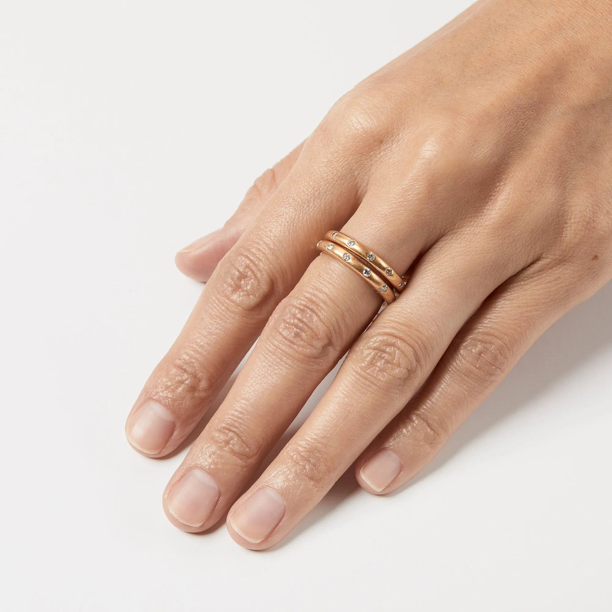 Hoopstock "Round" Evenly Spaced Diamond Band in 22K Apricot Gold- 3mm