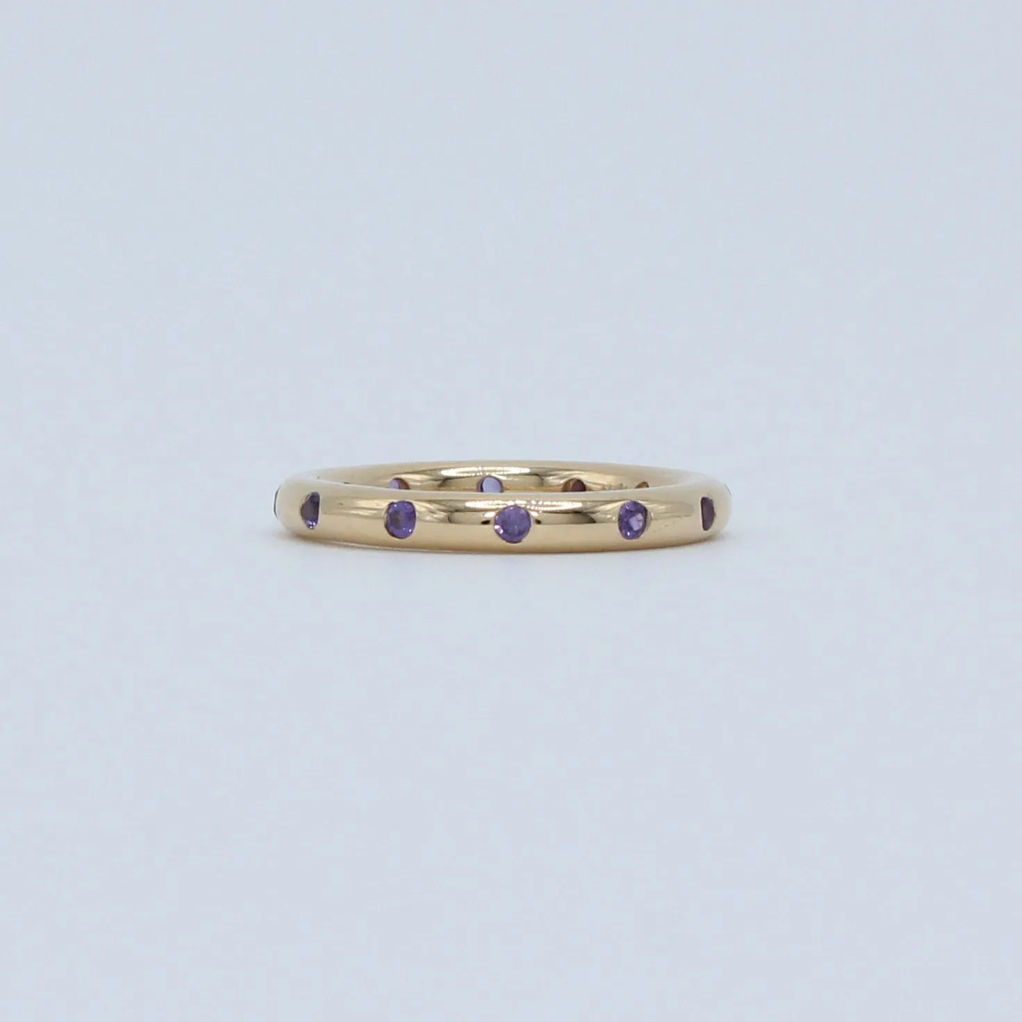 Hoopstock "Round" Evenly Spaced Purple Sapphire Band in 20K Peach Gold- 3mm