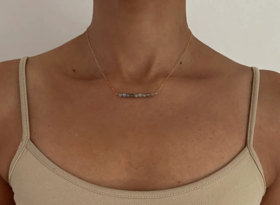 House of Olia - Laboradite Horizontal Bar Necklace