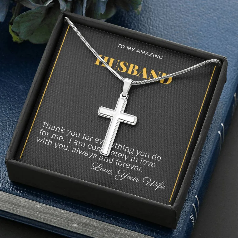 Husband Cross Necklace-Thank you for everything