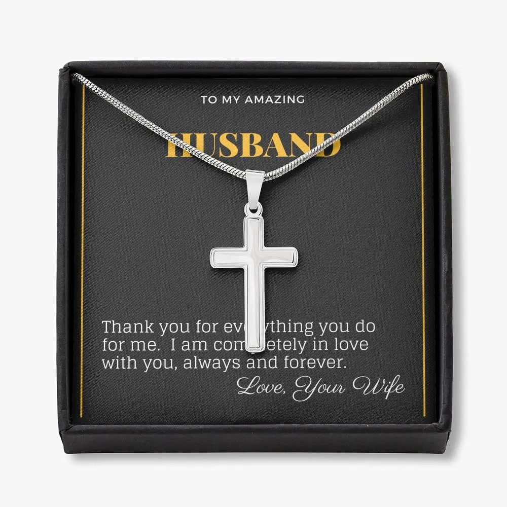 Husband Cross Necklace-Thank you for everything
