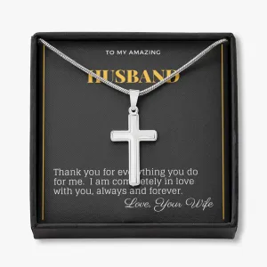 Husband Cross Necklace-Thank you for everything
