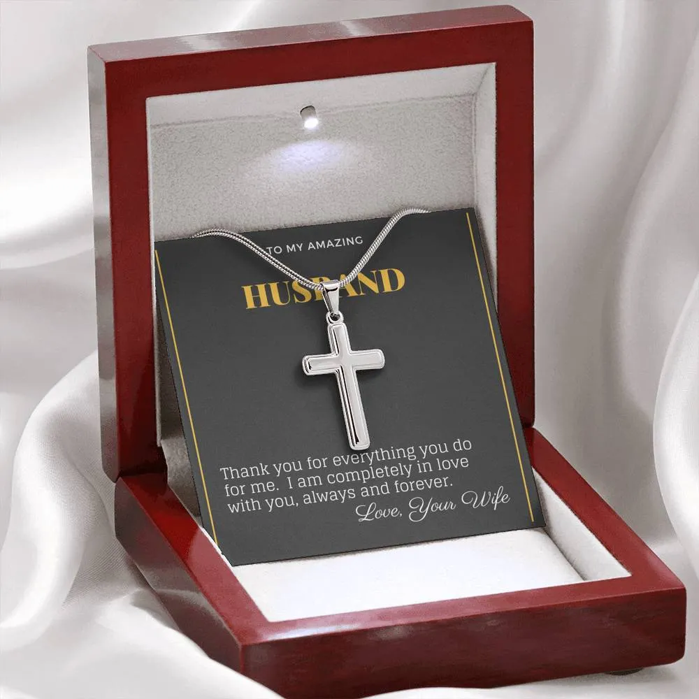 Husband Cross Necklace-Thank you for everything