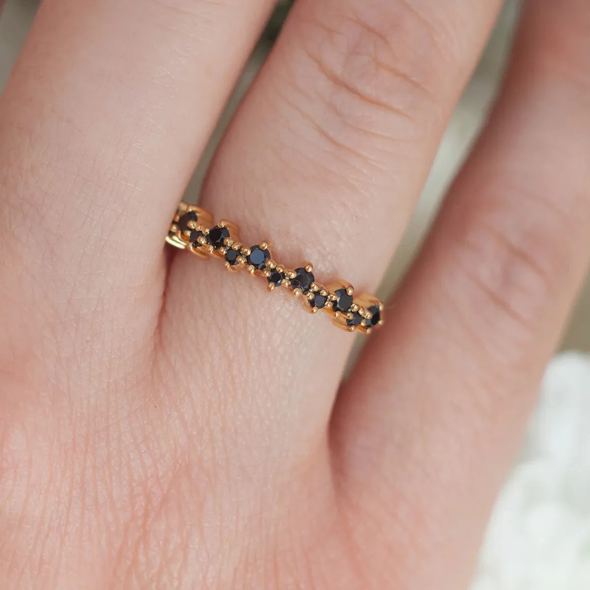 Ines Black Spinel Stacking Ring
