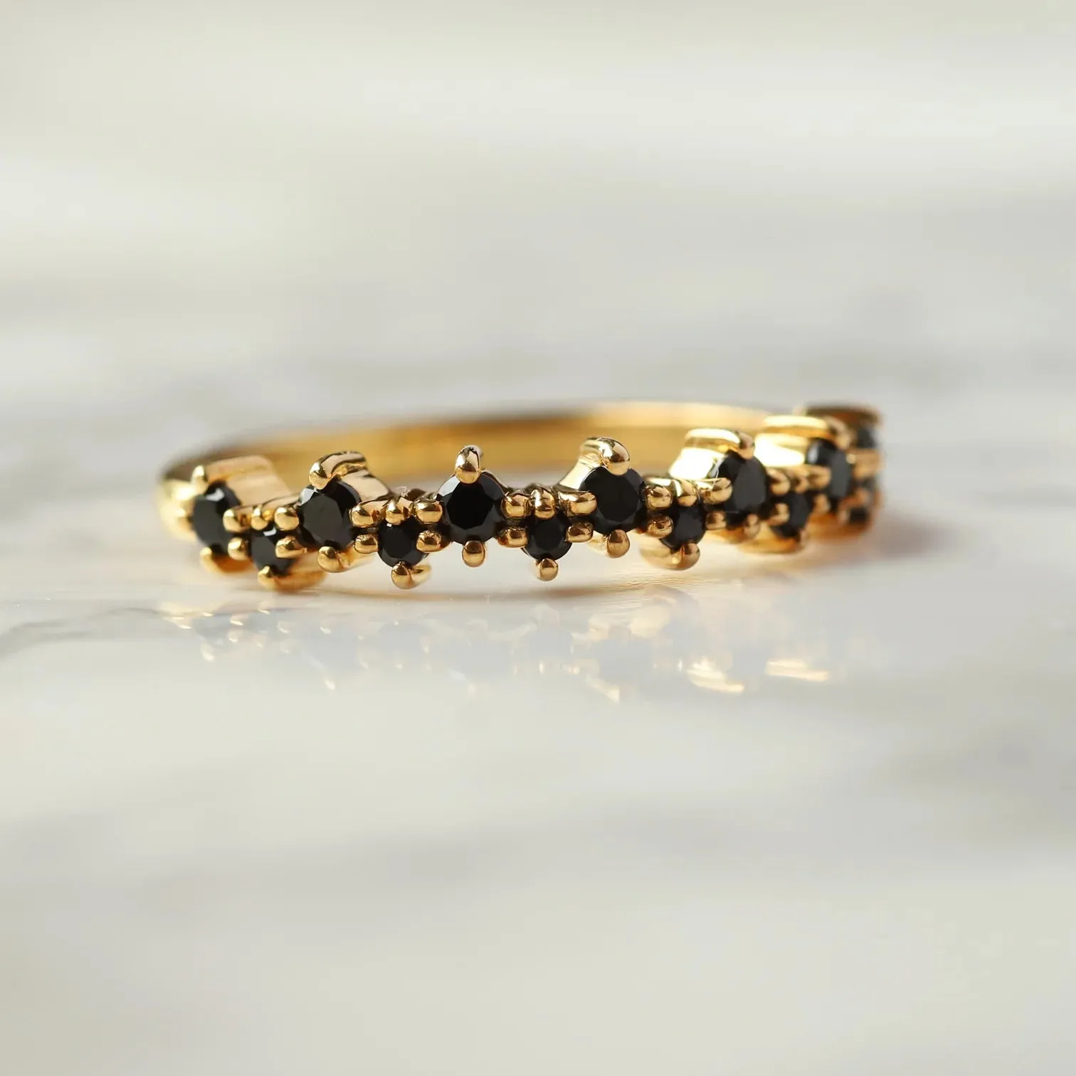 Ines Black Spinel Stacking Ring