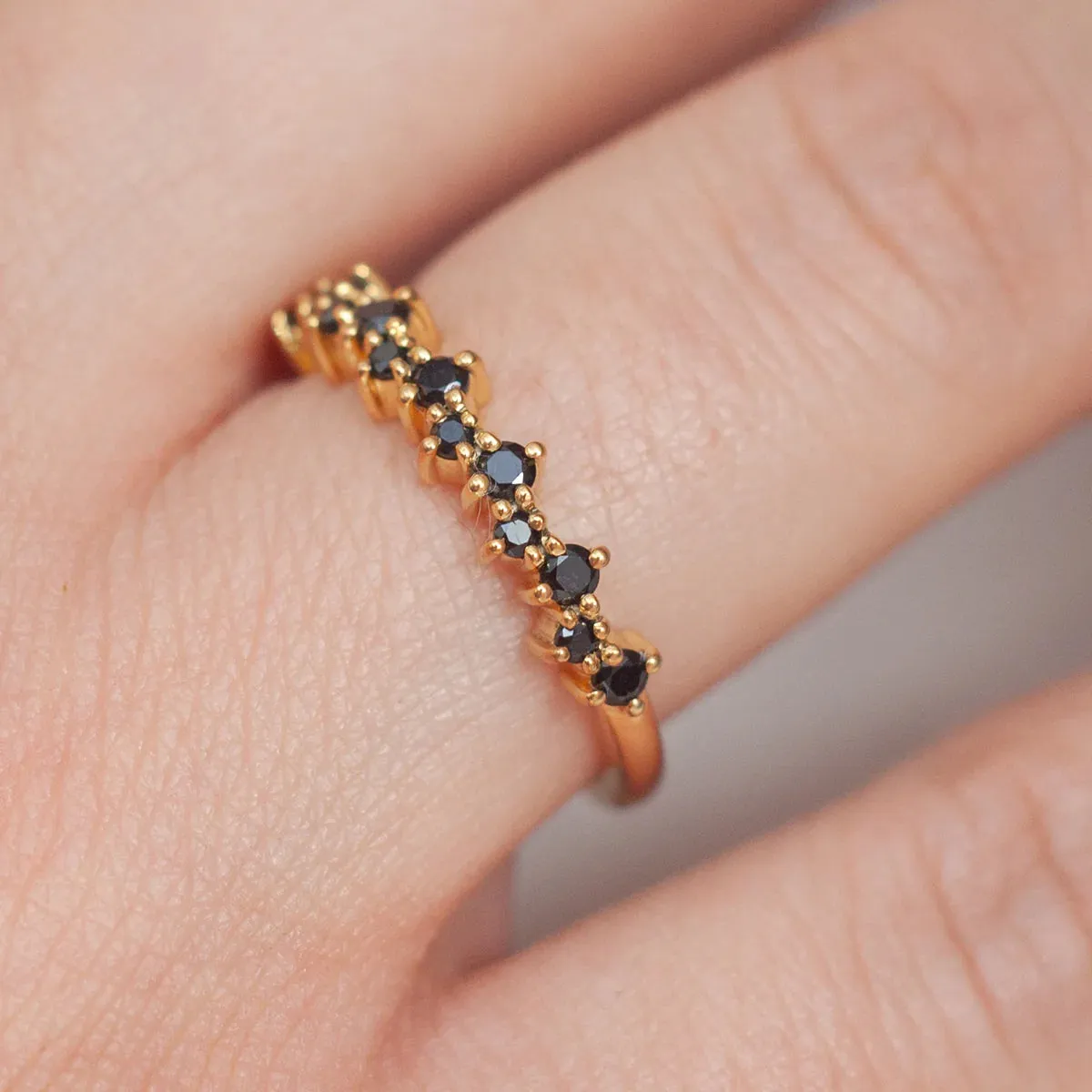 Ines Black Spinel Stacking Ring