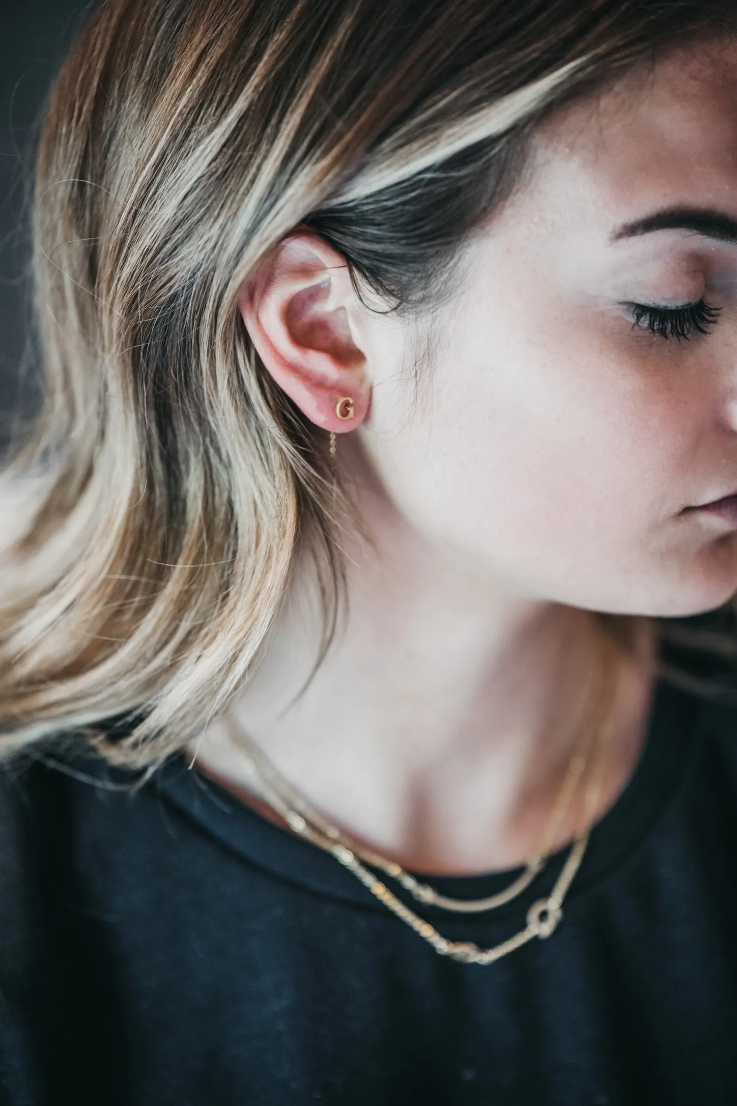 Initial Threader Earrings, Threader Earrings, Monogram Initial Earrings, letter Earrings, Gold Long Threader