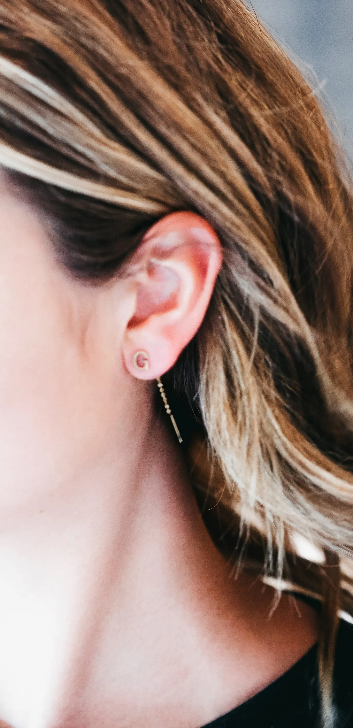Initial Threader Earrings, Threader Earrings, Monogram Initial Earrings, letter Earrings, Gold Long Threader