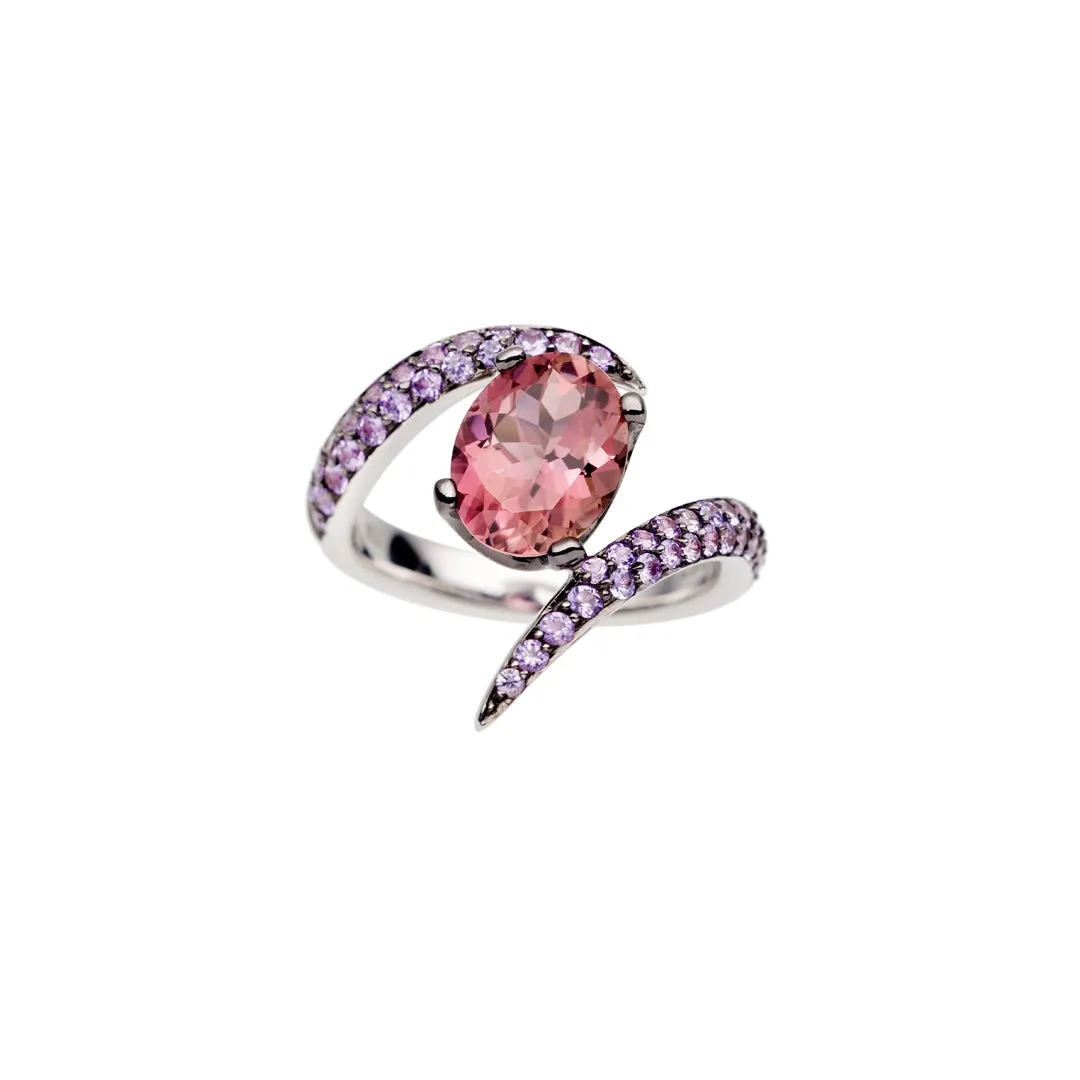 Interlocking Aurora Ring - 18ct White Gold & 3.28ct Tourmaline