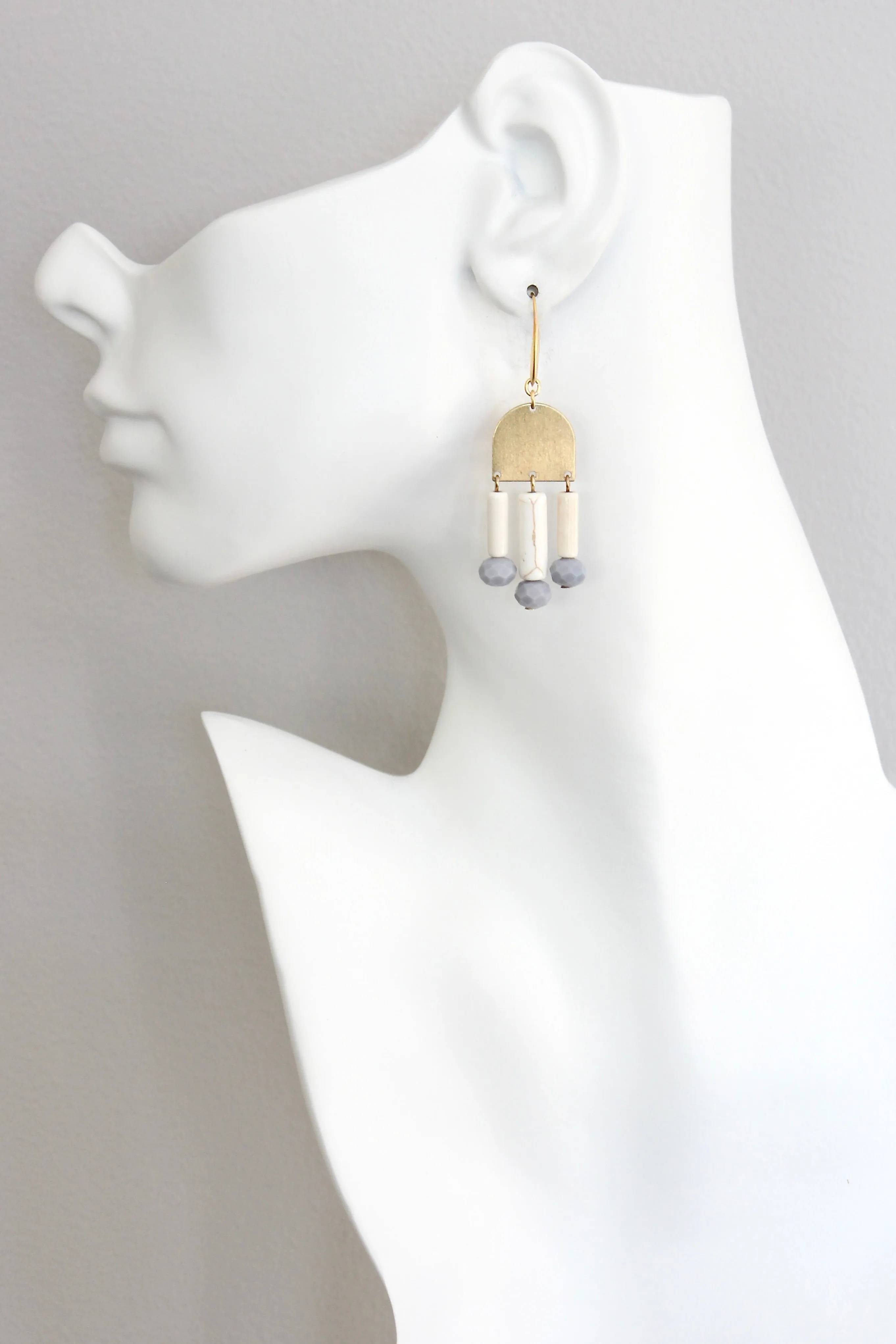 ISLE22 White and gray geometric earrings