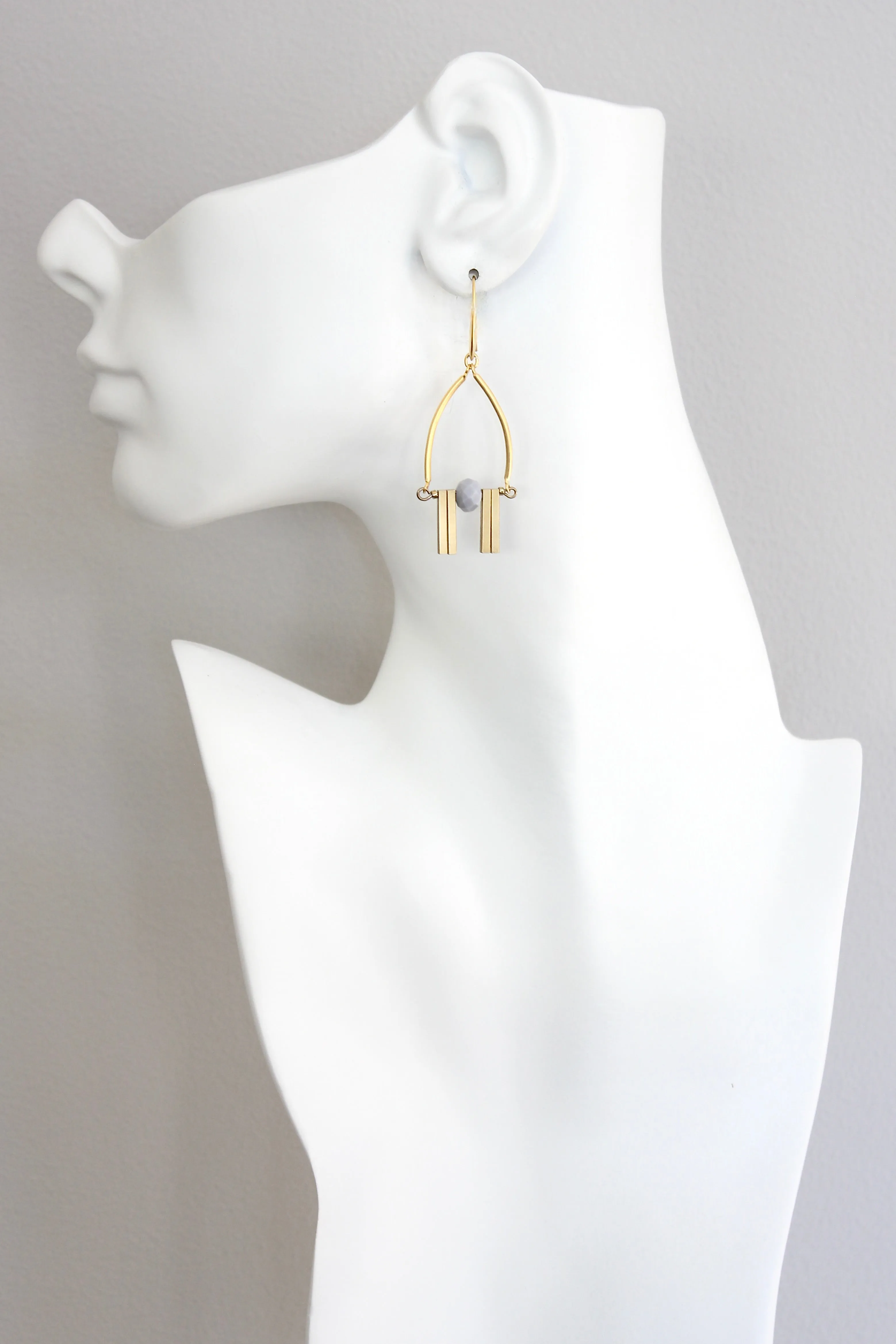 ISLE27 Geometric gray and brass earrings