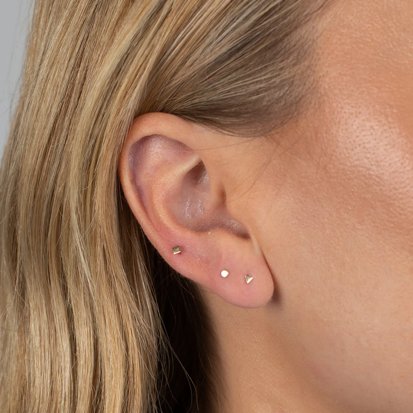 Itty Bitty Flat Triangle Threaded Stud Earring 14K