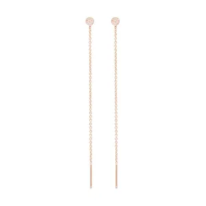 Itty Bitty Pave Diamond Round Disc Threader Earrings