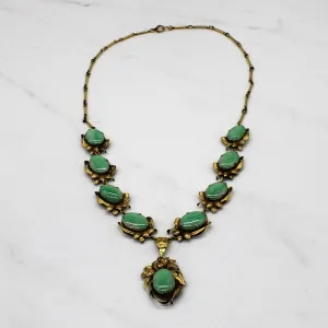 Jadeite Cabochon Bar Link Necklace | 18.50ctw | 17" |