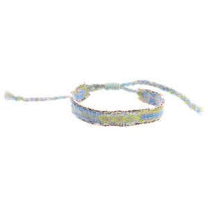 Jane Marie Kids Mint, Lime, Aqua, Dusty Lavender Woven Band With Gold Accent Edge Bracelet
