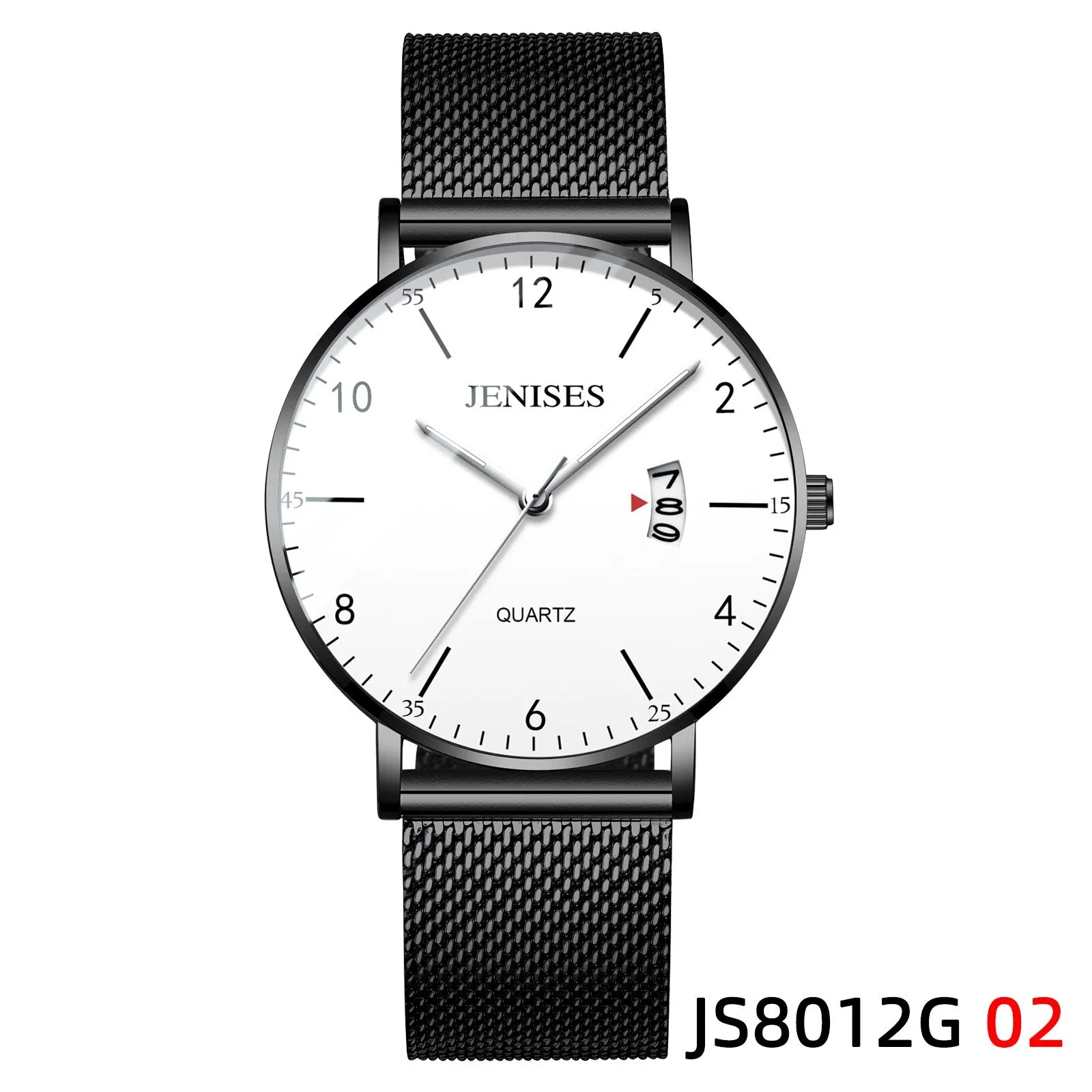 JENISES Fashion Ultra-thin Mens Watches Simple Wristwatch Clock Stainless Ssteel Mesh Belt Quartz Men Watch Calendar Wristwatch
