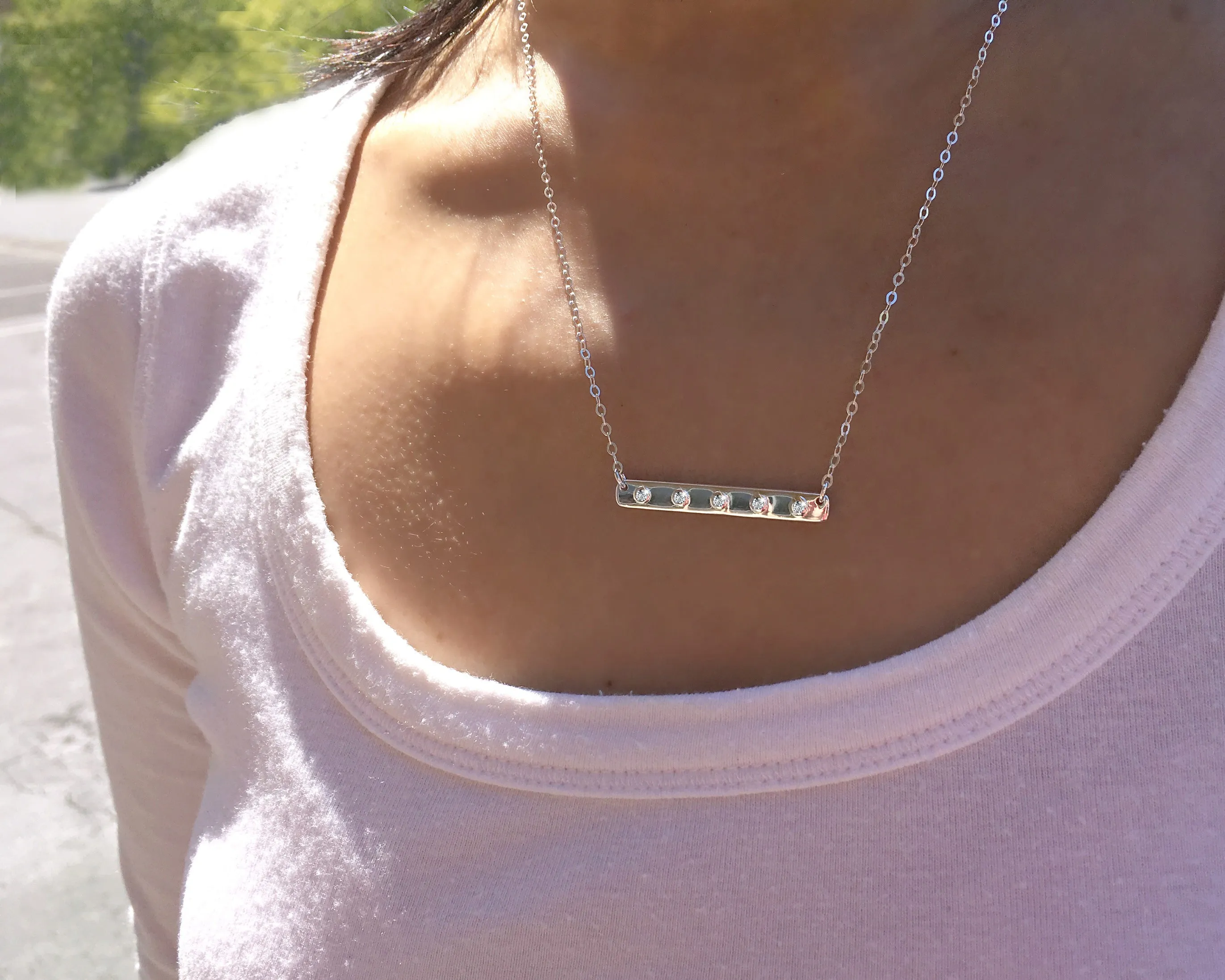 jenny five cz bar necklace • happy 50th birthday