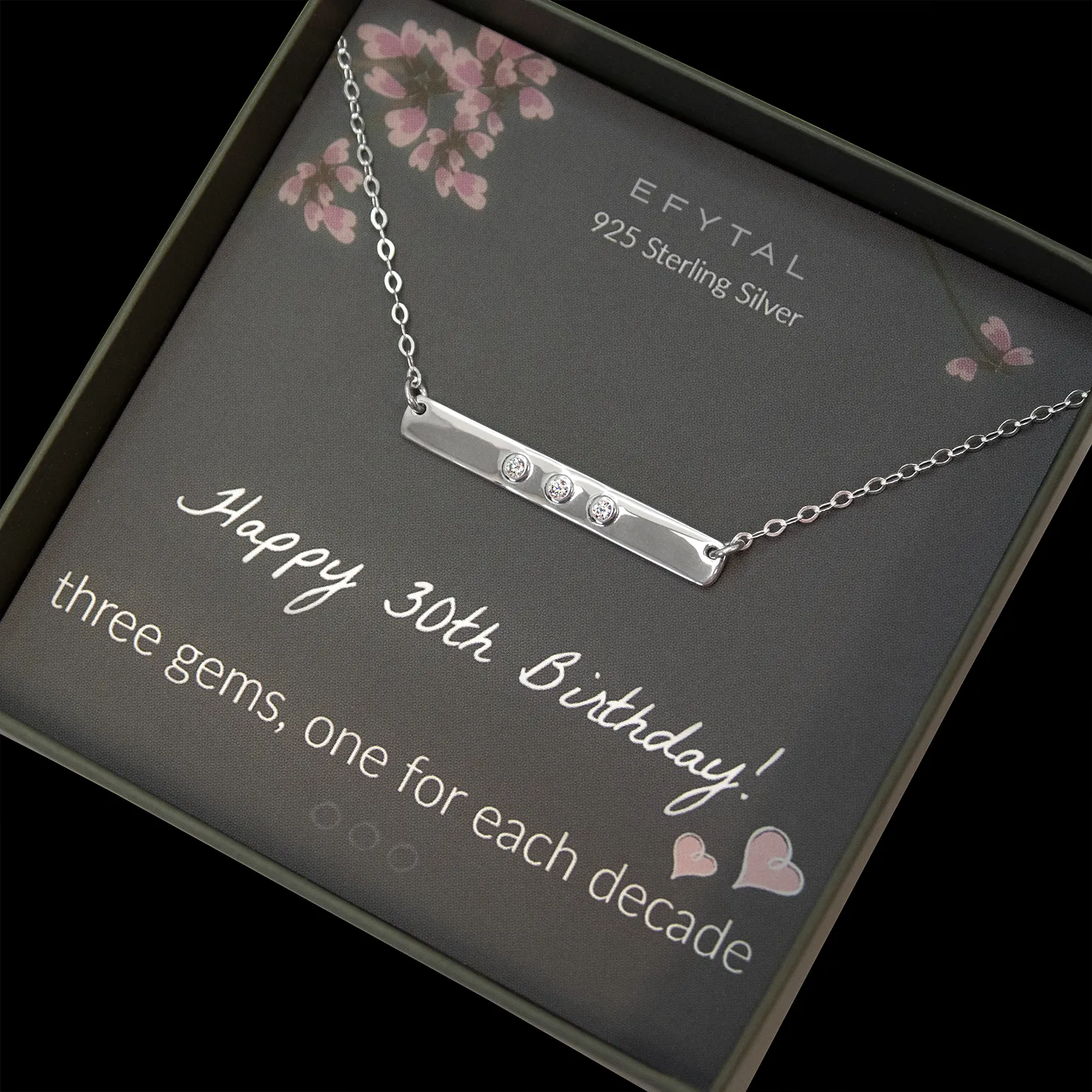 jenny three cz bar necklace  •  happy 30th birthday