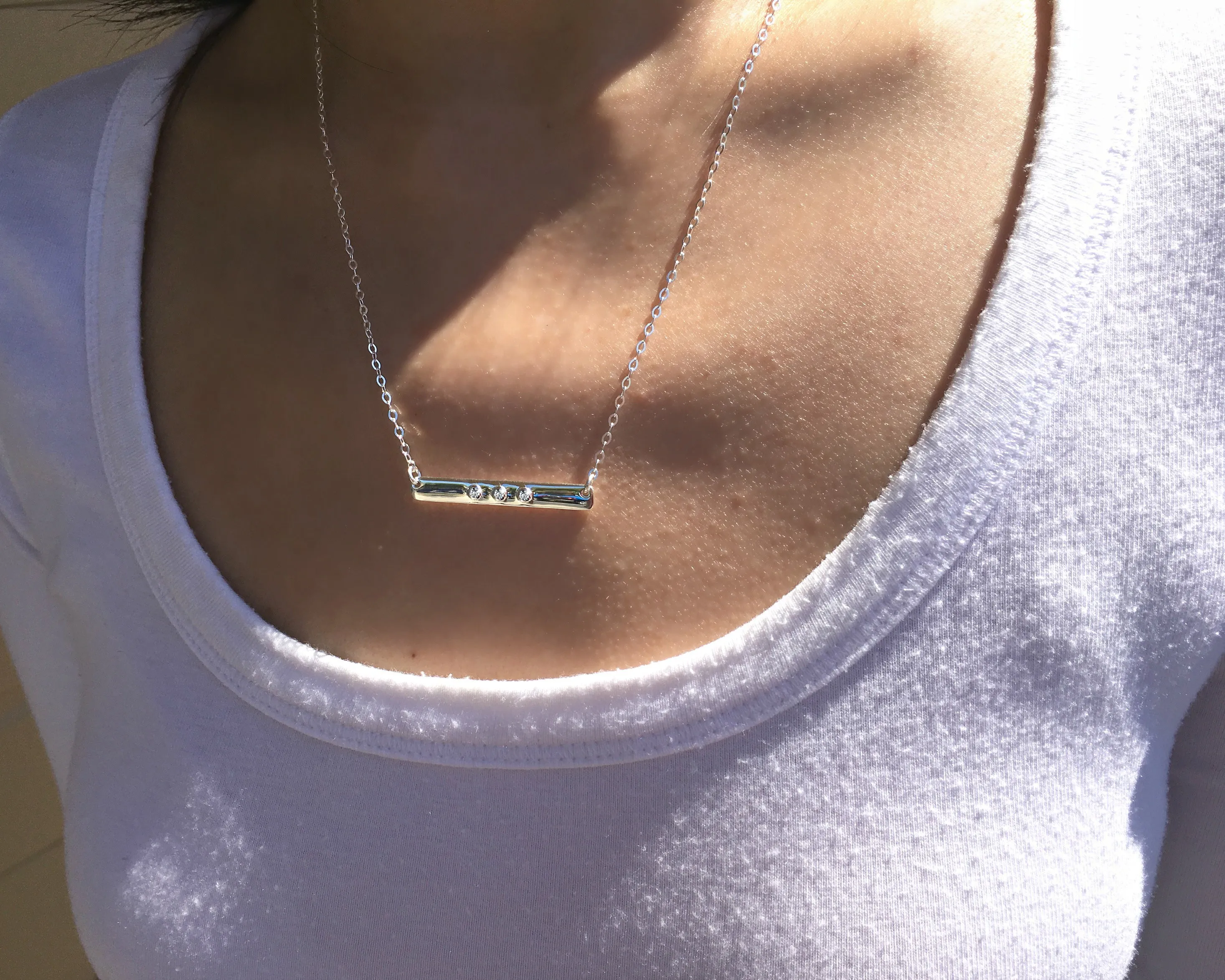 jenny three cz bar necklace  •  happy 30th birthday