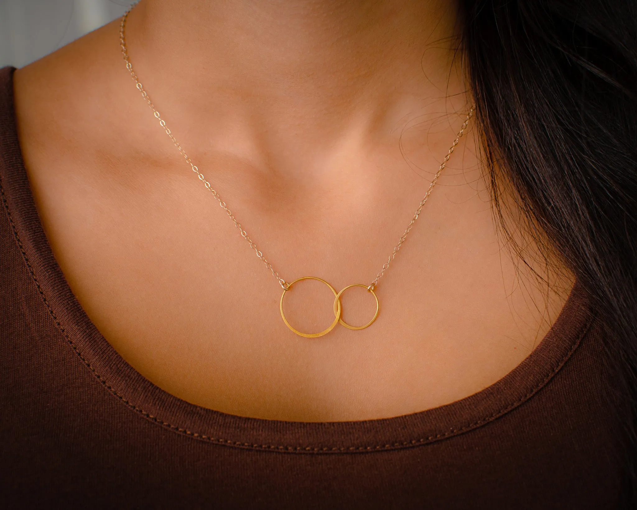josie connected ring necklace, goldtone