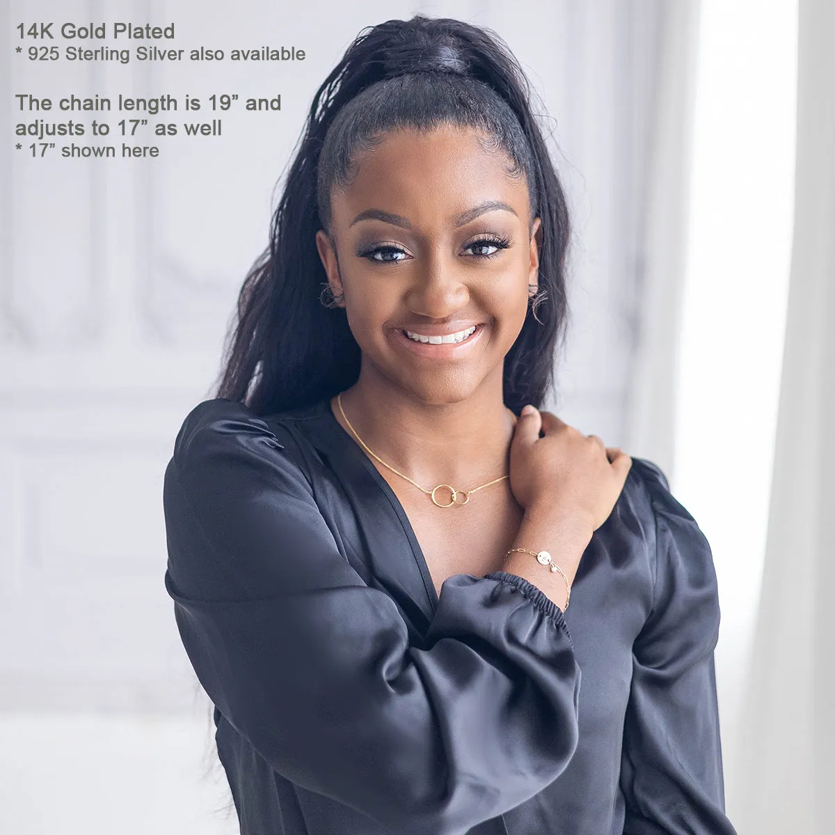 josie connected ring necklace, silver or gold • mother & daughter
