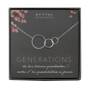 josie three ring necklace, silver • generations, grandchildren