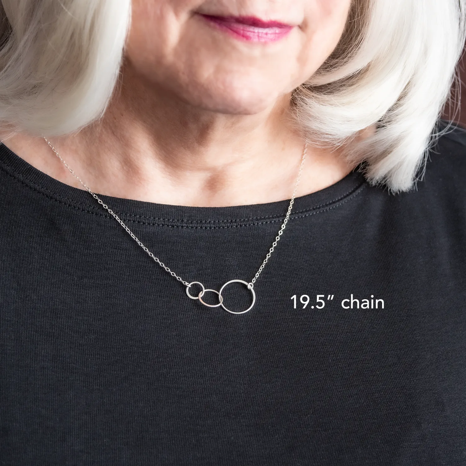 josie three ring necklace, silver • generations, grandchildren