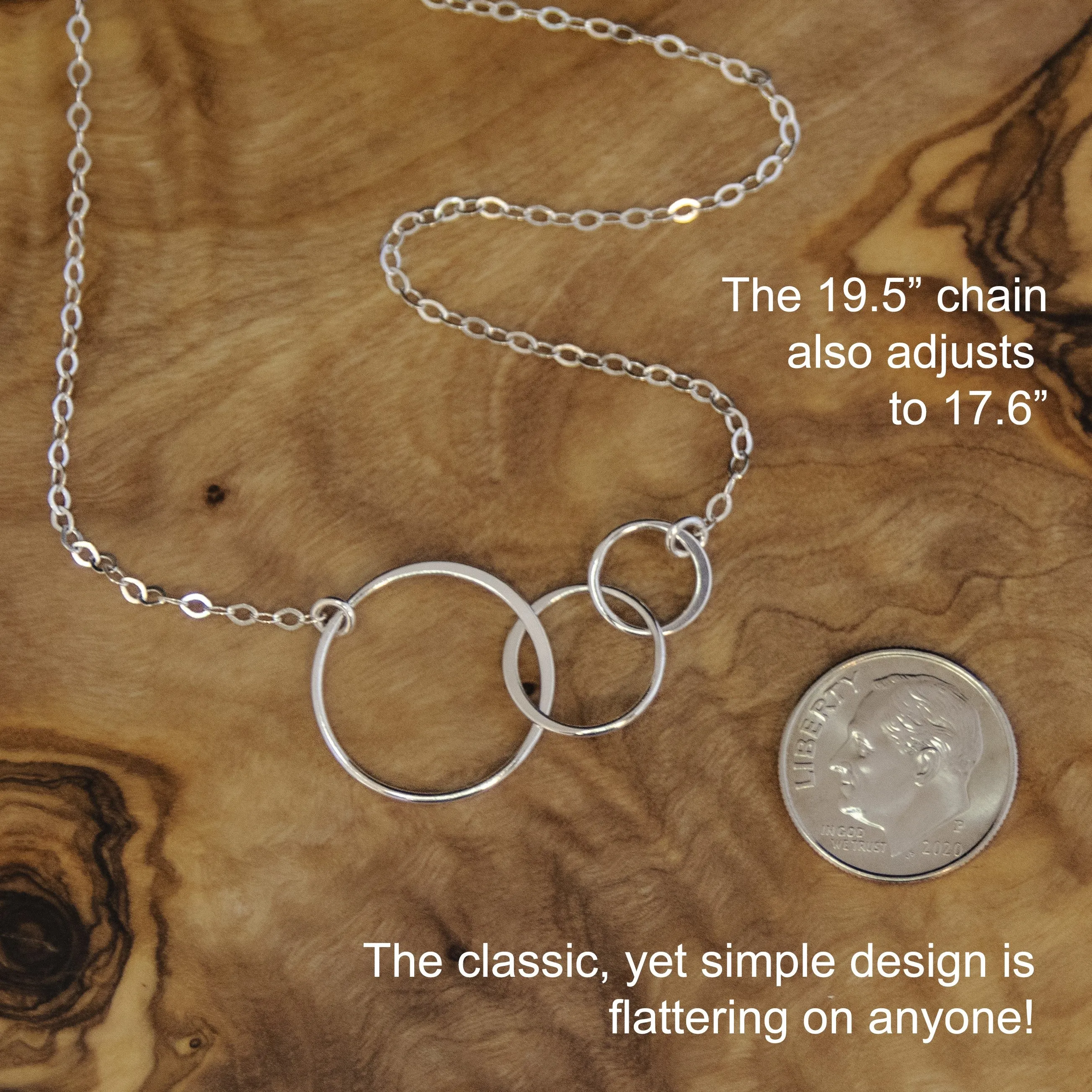 josie three ring necklace, silver or gold • mother & daughters