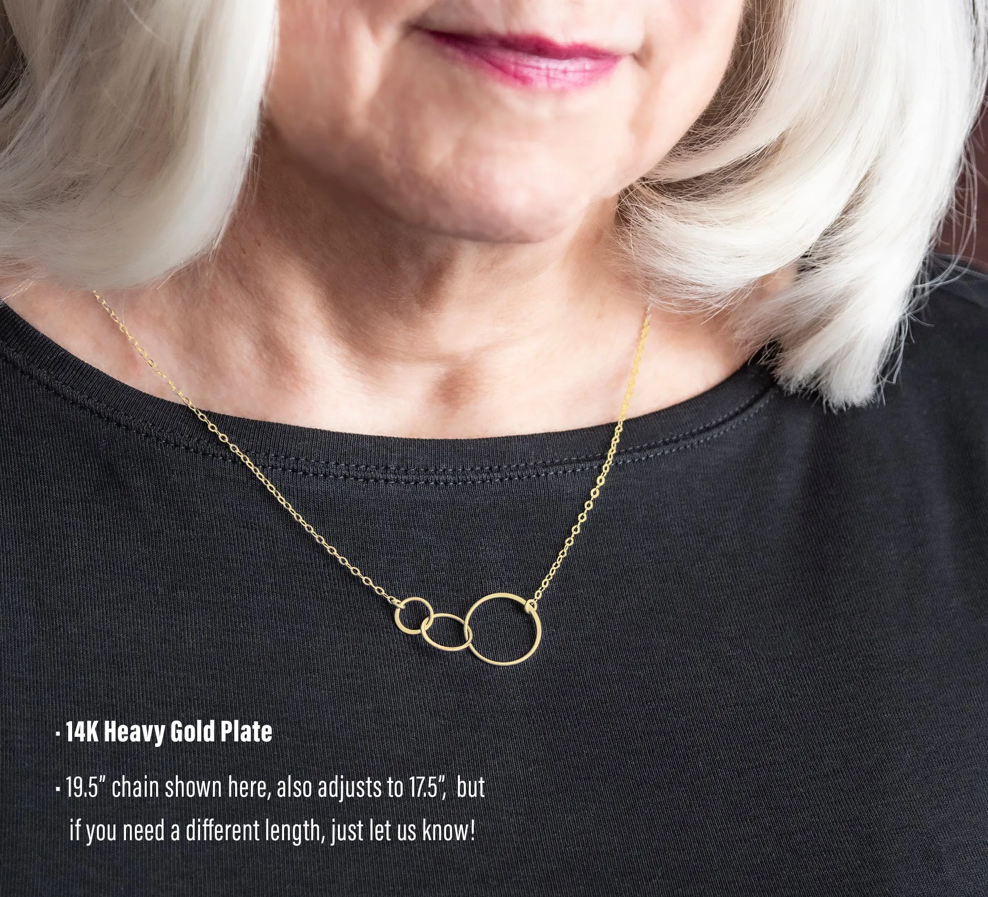 josie three ring necklace, silver or gold • mother & daughters