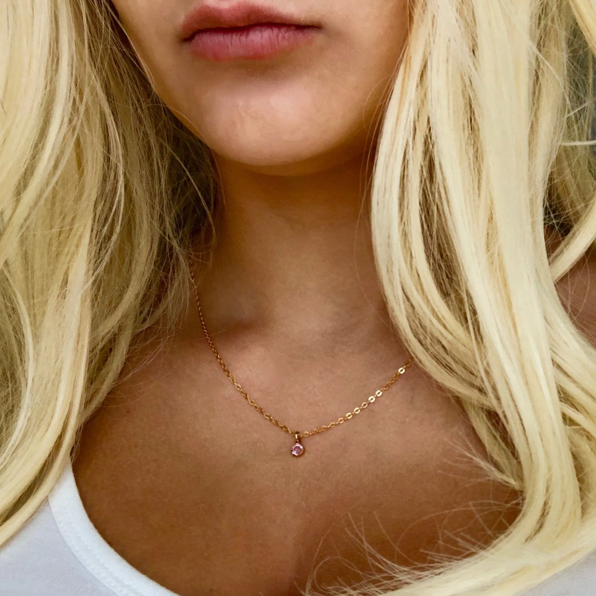 June Alexandrite Crystal Birthstone 14K Gold Necklace
