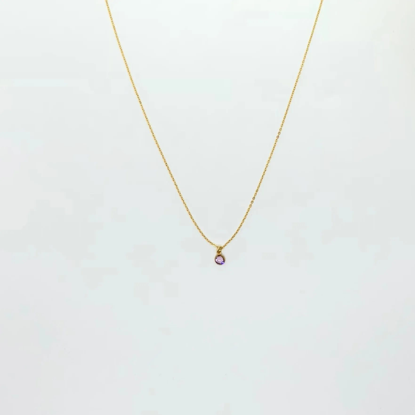 June Alexandrite Crystal Birthstone 14K Gold Necklace